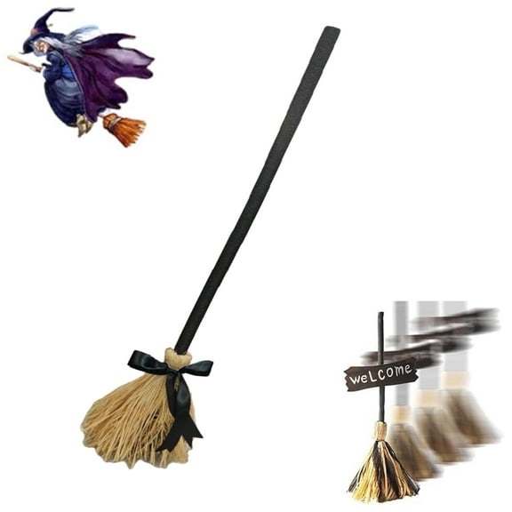 Floating Witch's Broom –Haunted Dancing Broom, Tall Animated Light Up Moving Broomstick with Spooky Sounds, Flying Witch Decor for Indoor/Outdoor Halloween Porch & Home Party