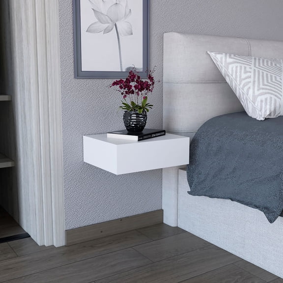 Floating end table, spacious top / Ideal for bedside item placement