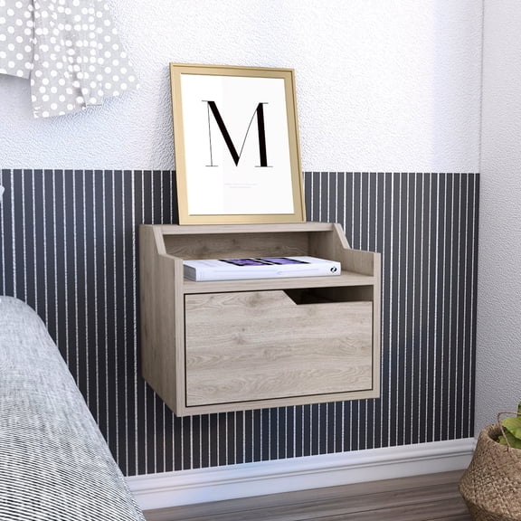 Floating nightstand with drawer / Wall-mounted for space-saving