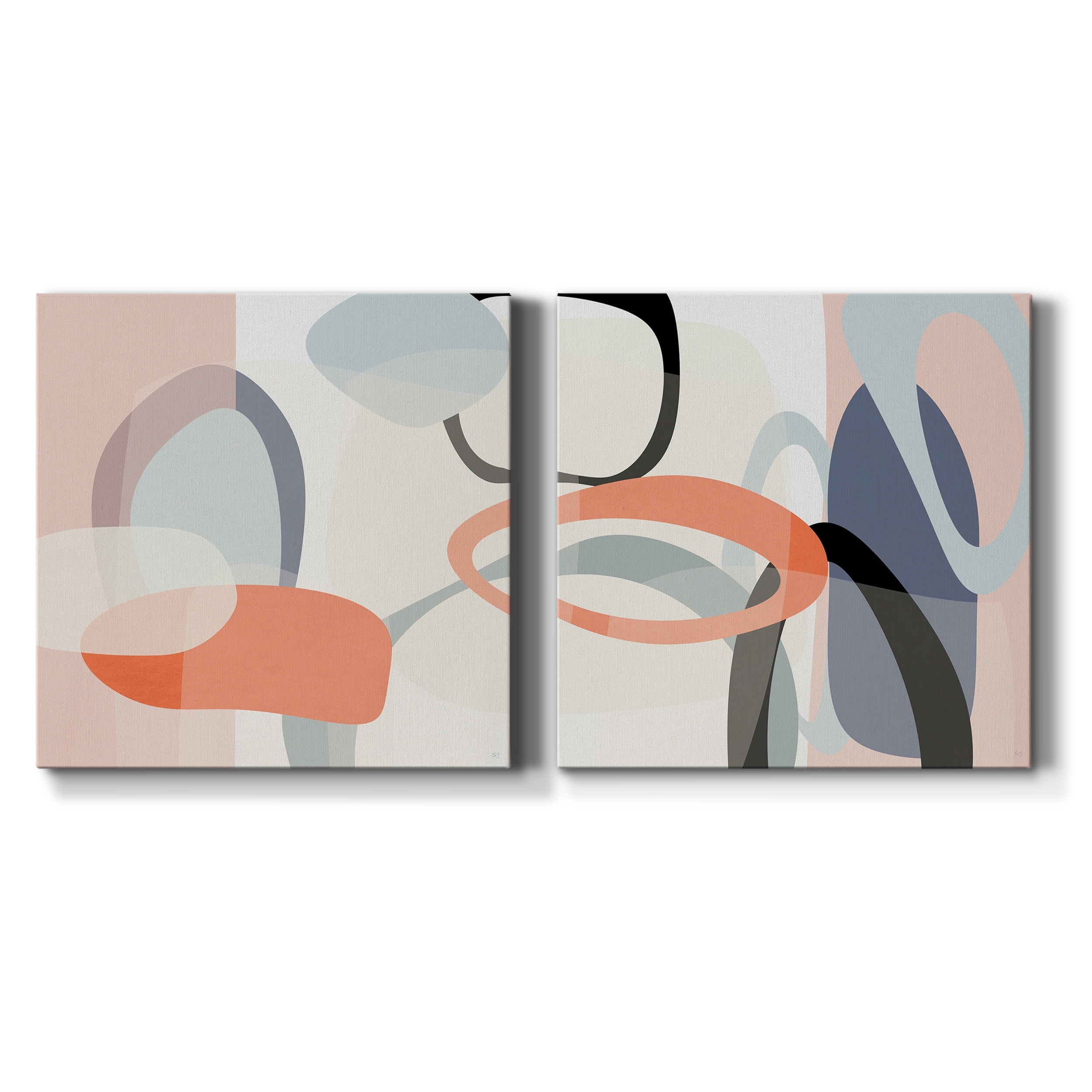 Floating on Silk I - Premium Gallery Wrapped Canvas - Ready to Hang Set of 2 - 24 x 24 Each