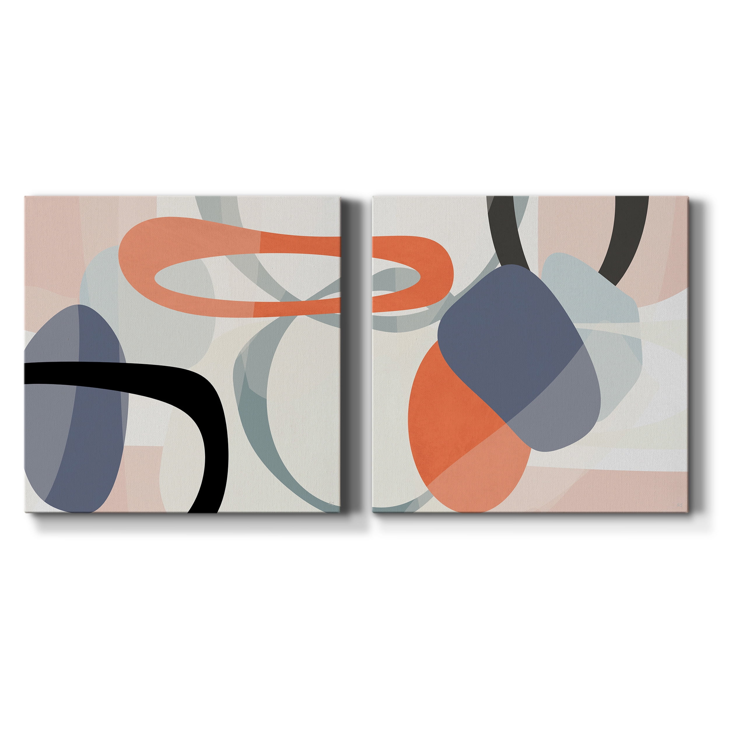 Floating on Silk III - Premium Gallery Wrapped Canvas - Ready to Hang Set of 2 - 40 x 40 Each