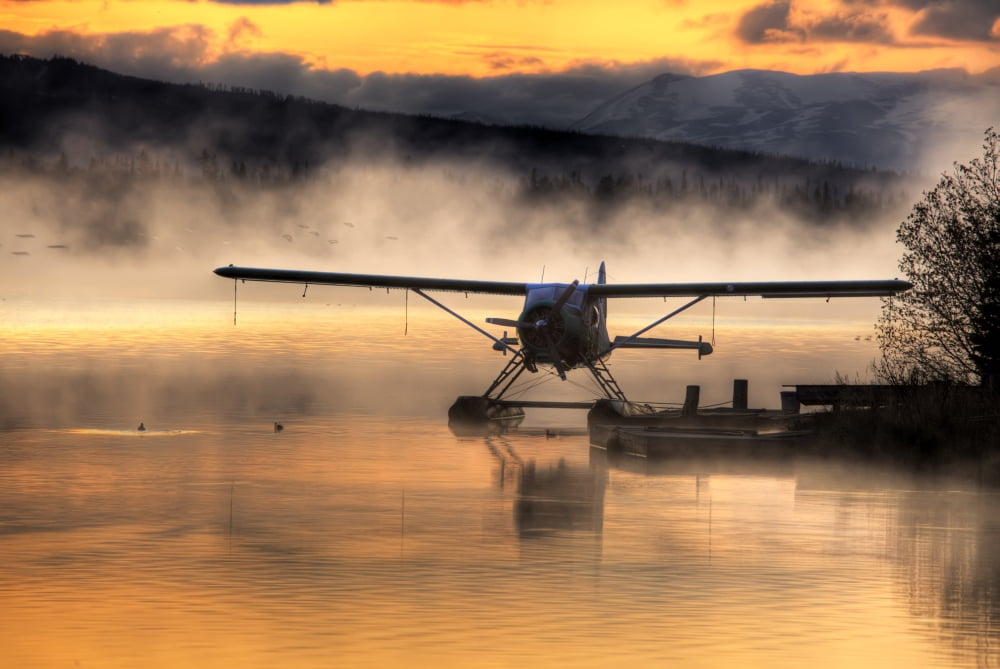 Floatplane Sitting On Beluga Lake Homer Kenai Peninsula Alaska Hdr Image Canvas Art - Michael Criss Design Pics (17 x 11)