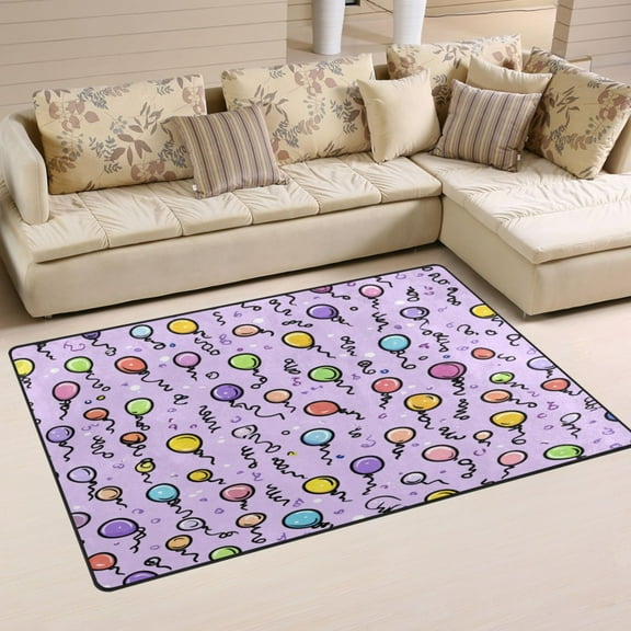 Floaty Balloons Soft Polyester Area Rug 60''x39'', Non Slip, Memory Foam, Water Absorbent