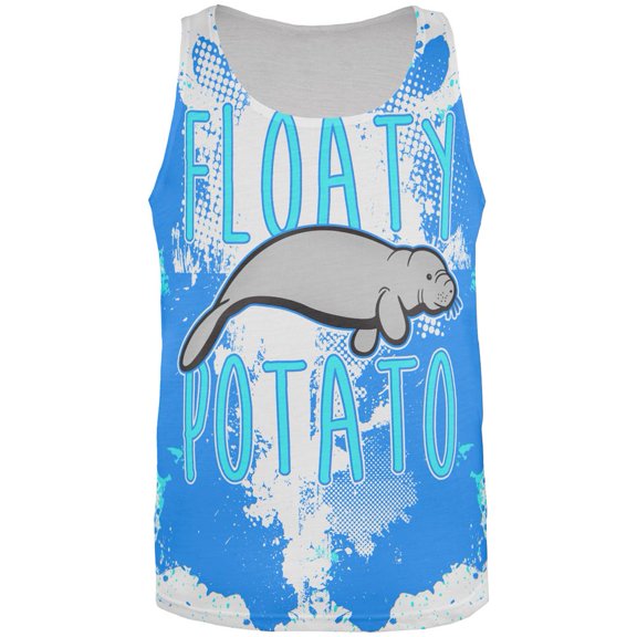 Floaty Potato Manatee Funny Grunge Splatter All Over Mens Tank Top Multi LG