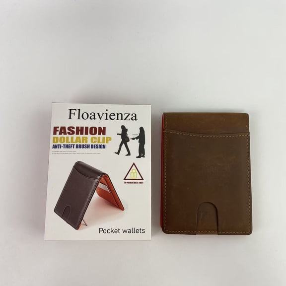 Floavienza Pocket wallets,Slim Wallets for Men - Leather Money Clip Mens Wallet - RFID Blocking Front Pocket Bifold Wallet
