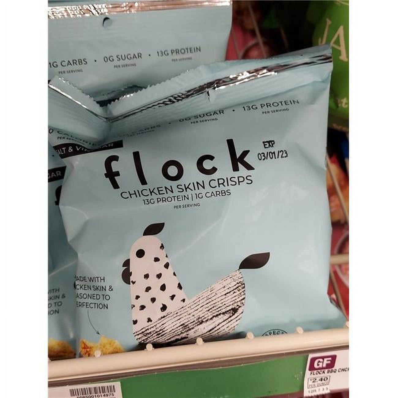 Flock 403198 2.5 oz Crispy Salt Vinegar Chicken Chips Pack of 8