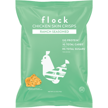 Flock Chicken Skin Crisps Ranch Snack Chips 2.5 oz in Recyclable Material