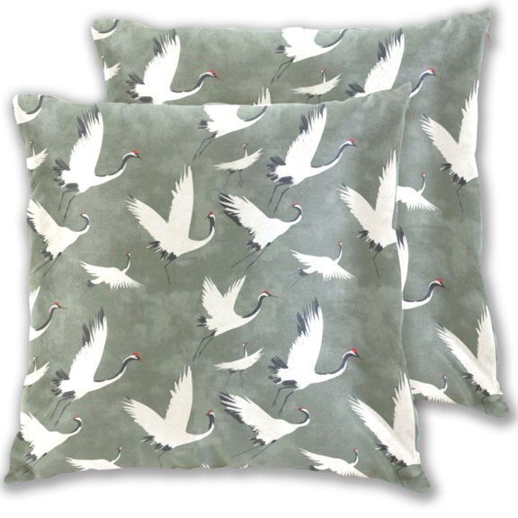 Flock Of Cranes Flying Throw Pillow Covers 20x20 Inch 2 Packs Decorative Square for Living Room Couch Bed Sofa