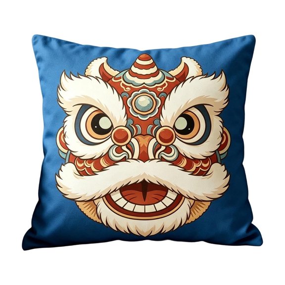Flock Throw Pillow Cover Lion Head Pattern Decorative Cushion Case Soft Flock Surface Independent Sealed OPP Bag Cushion Cover Indoor Home Decor For Sofa Couch Living Room Bedroom