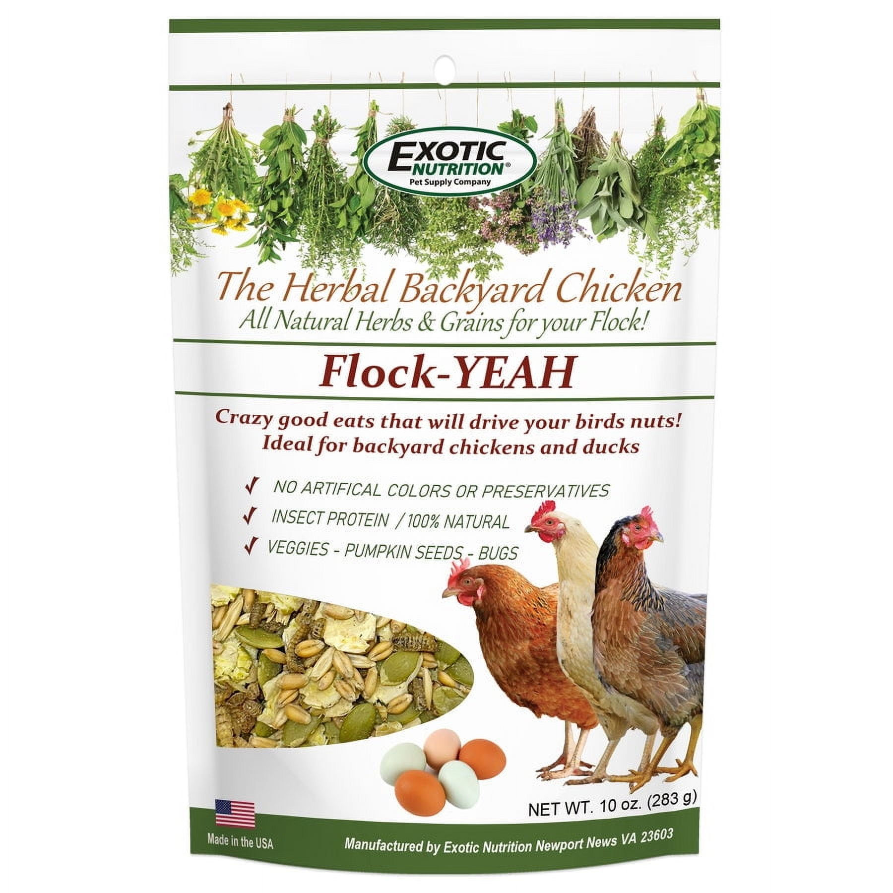 Flock-Yeah - Healthy All-Natural Chicken Treat - Natural Flowers, Herbs & Calcium Carbonate - Promotes Healthy Chickens & Eggs