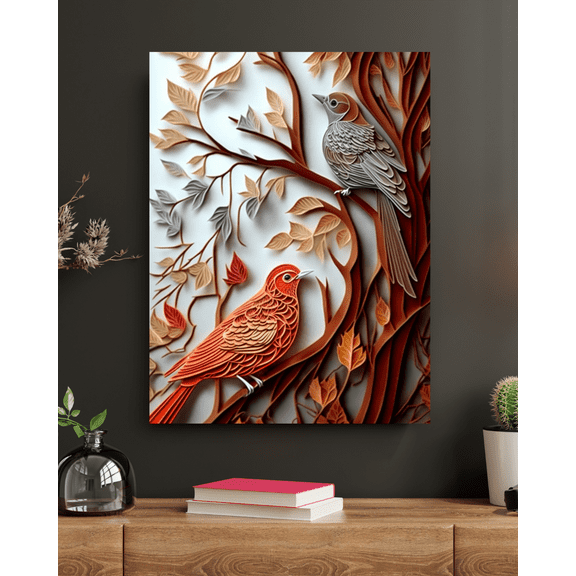 Flock of Finesse - Quilled Birds Canvas Wall Art