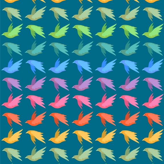 Flock of Rainbow Birds Flying in Pattern Premium Roll Gift Wrap Wrapping Paper