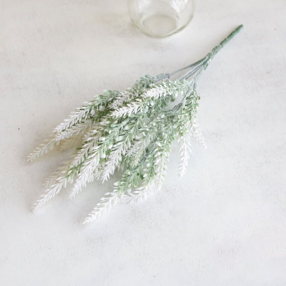 Flocked Artificial Lavender Bouquet (5 Heads) – Soft-Touch Purple Flowers for Rustic Wedding & Shabby Chic Home Decor (White)