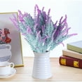 thumbnail image 1 of Flocked Artificial Lavender Stems, Faux Flower Bouquet, Home Decor for Vases, Realistic Silk Fabric Flocked Plants, Indoor Arrangements, 1 of 6