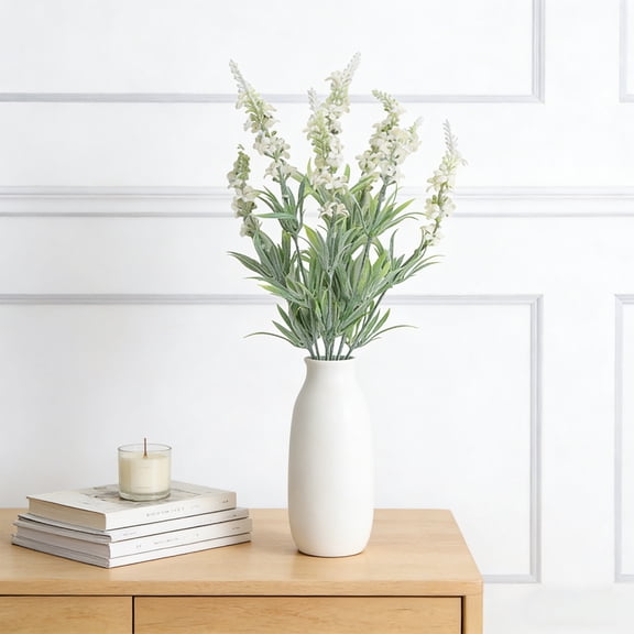 Flocked Artificial Lavender Stems for Home Decor, Wedding Arrangements, and Potted Plant Displays