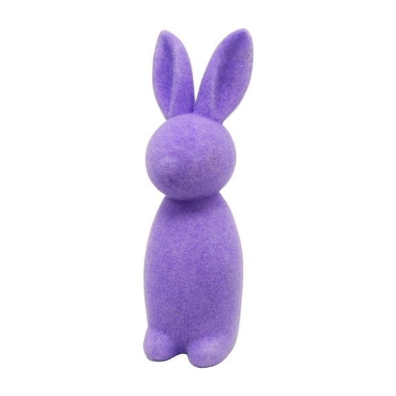 Flocked Bunnies Figurine Easter Bunny Decoration with Bow Tie, Flocking Rabbit Tabletop Ornament for Spring Table Centerpieces, Velvet Rabbit Ornaments for Home Office Indoor Party Decor