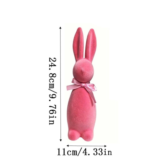 Flocked Bunny Easter Decorations Bunnies Figurines with Bow for Spring Easter Home Office Party Table Centerpiece Decoration