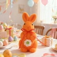 thumbnail image 1 of Flocked Bunny Figurine with Bow Tie, 7.8 Inch Easter Decoration, Standing Rabbit Tabletop Ornament with Daisy Flower Accent, Spring Home Decor (Orange), 1 of 7