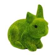 Flocked Bunny Figurine, Easter Bunny Figurine Decor, Flocking Standing Rabbit Ornament, Easter Bunny Statue for Fireplace, Table