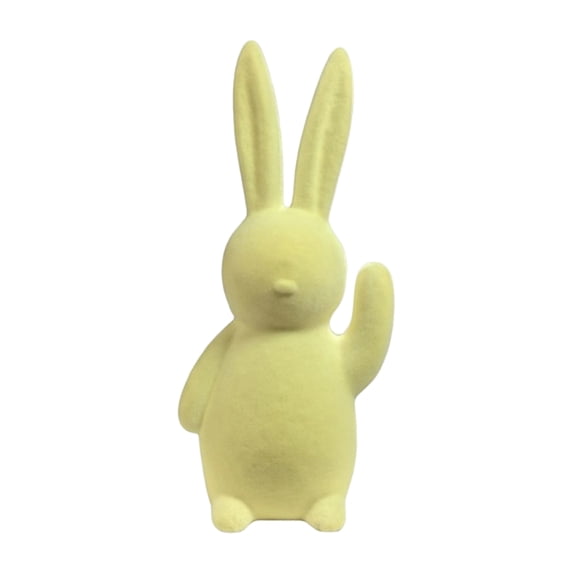 Flocked Bunny Figurine, Waving Rabbit Statue for Easter & Spring Decor, Spring Table Centerpieces for Indoor Decor - Easter Bunny Figurines Decoration for Home Party office - 16.14 inch