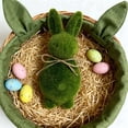 thumbnail image 1 of Flocked Bunny Figurines, Artificial Green Moss Bunnies, Easter Bunny Topiary Decor, Perfect for Indoor Tabletop & Outdoor Garden Spring Decor, 1 of 5