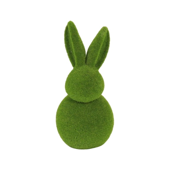 Flocked Bunny Rabbit Figurine Plush Texture Decorative Ornament for Home Office Garden Party Display
