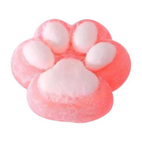 Flocked Cat Paw Squeeze Decoration, 4.7in Stress Relief Hand Fidget, Soft Velvet Texture Paw Pad, Portable Decompression Tool, Ideal for Desk Decoration,Pink