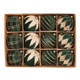 thumbnail image 1 of Flocked Christmas Ball Decorations Set, 12-Piece Painted Christmas Tree Ornaments With Assorted Patterns, Decorative Hanging Ornaments For Christmas Trees Perfect For Festive, 1 of 5