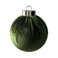 thumbnail image 1 of Flocked Christmas Ball Ornament 3.1 Inch Ribbed Velvet Fabric Wrapped Hanging Pendant with Silver Cap for Tree Decor Single Piece, 1 of 3