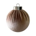 thumbnail image 1 of Flocked Christmas Ball Ornament 3.1 Inch Ribbed Velvet Fabric Wrapped Hanging Pendant with Silver Cap for Tree Decor Single Piece, 1 of 3
