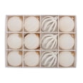thumbnail image 1 of Flocked Christmas Ball Ornaments, 12 Pack 2.36 Inch Beige Plastic Tree Decor, 1 of 6