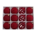 thumbnail image 1 of Flocked Christmas Ball Ornaments, 12 Pack 2.36 Inch Red Plastic Tree Decor, 1 of 6
