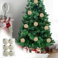 thumbnail image 1 of Flocked Christmas Ball Ornaments, 6-Pack Plastic Xmas Tree Decorations, Brown Holiday Balls for Fireplace Mantel Front Door Indoor Outdoor Decor(White-6pc), 1 of 5
