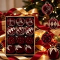 thumbnail image 1 of Flocked Christmas Ball Ornaments Set of 12, Textured Xmas Tree Baubles, Hanging Holiday Decorations for Tree Wreath Home Party Decor - Wine, 1 of 7