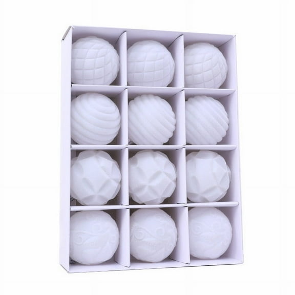 Flocked Christmas Balls 12Pcs Velvet Christmas Balls Bulk Flocked Christmas Tree Ball Ornament Plastic Balls Xmas Decorative Hanging Ornaments Christmas Tree Decoration Gift