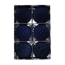 Flocked Christmas Balls 6-Pack 3.15 Inches Blue Hanging Ornaments For Christmas Tree Decor Set Of Six Flock Material Holiday Decoration Blue