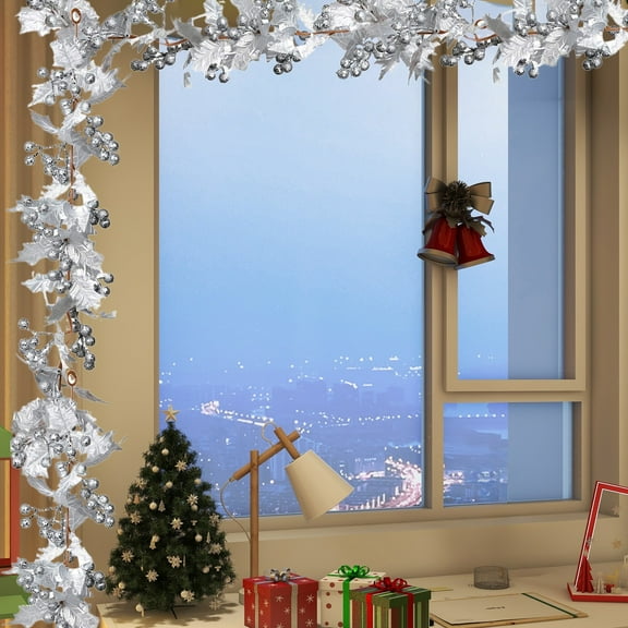 Flocked Christmas Garland 6 Ft Christmas Decoration Rattan Scene Setting Props Wall Hanging Simulation Vines Christmas Party Home Decoration