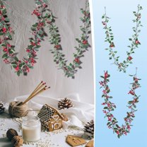 Flocked Christmas Garland Christmas Simulation Red Fruit Rattan Home Decoration Artificial Fake Leaf Wall Hanging Flowers Rattan Indoor Layout