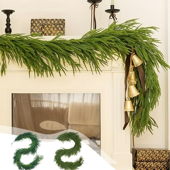 Flocked Christmas Garlands, Christmas Norfolk Garland Fork Norfolk Natural Garland Artificial Garland For Christmas Table Fireplace Wall Home Decoration