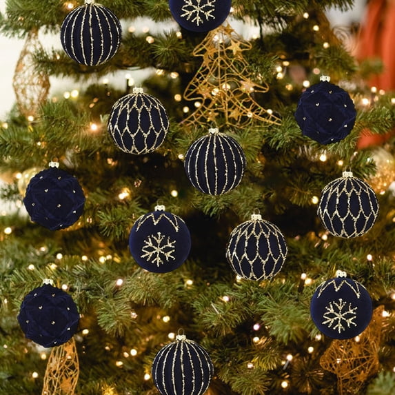 Flocked Christmas Ornaments 12 Pack 3.15 Inch Velvet Balls, Burgundy Red Coffee Gray Multi Color Christmas Tree Decorations, Premium Velvet Finish Holiday Ball Ornaments for Xmas Tree Home Decor