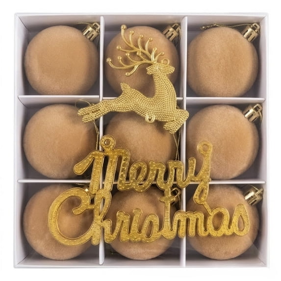 Flocked Christmas Ornaments Balls 9PCS/6cm Shatterproof Hanging Christmas Tree Decorations Ball