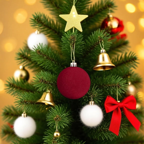 Flocked Christmas Ornaments with Velvet Texture and Shatterproof ...