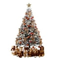 thumbnail image 1 of Flocked Christmas Tree, Artificial Christmas Tree Realistic Christmas TreeWith Bows and Christmas Balls Ornaments fror Home Office Party Decoration with Branch Snow Tips and Metal Stand,White, 1 of 6