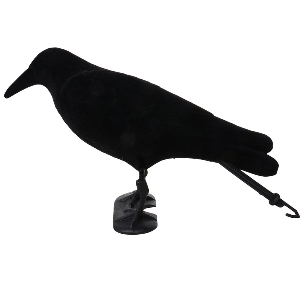 Flocked Crow Decoy Full Body Rook Raven With Feet And Stake