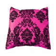 thumbnail image 1 of Flocked Damask Decorative Throw Pillow/Sham Cushion Cover Black on Fuchsia, 1 of 2