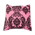 thumbnail image 1 of Flocked Damask Decorative Throw Pillow/Sham Cushion Cover Black on Pink, 1 of 2