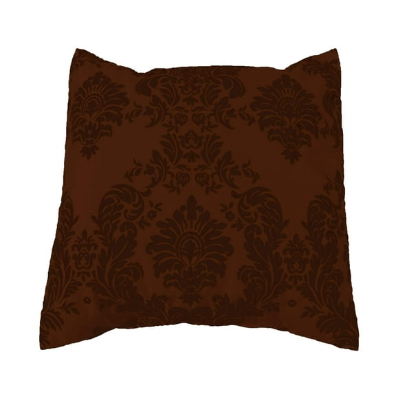 Flocked Damask Decorative Throw Pillow/Sham Cushion Cover Brown on Brown