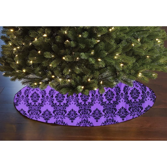 Flocked Damask Pattern Tree Skirt Christmas Decoration 56" Round