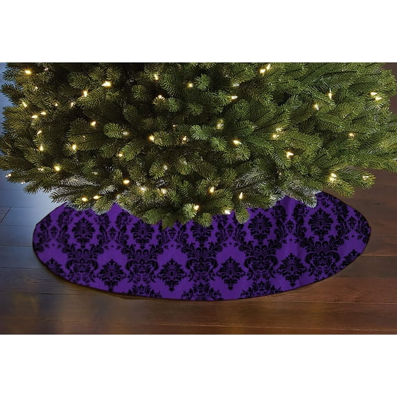 Flocked Damask Pattern Tree Skirt Christmas Decoration 56" Round