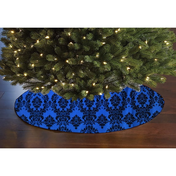 Flocked Damask Pattern Tree Skirt Christmas Decoration 56" Round